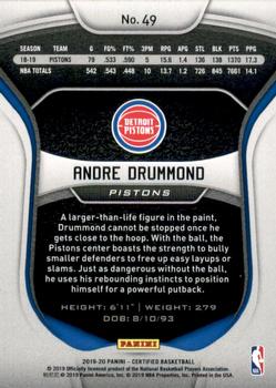 2019-20 Panini Certified #49 Andre Drummond Back