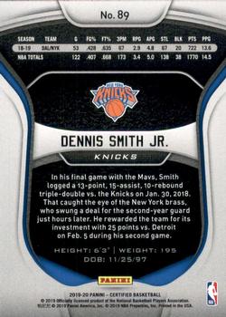 2019-20 Panini Certified #89 Dennis Smith Jr. Back