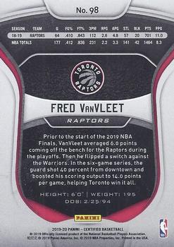 2019-20 Panini Certified #98 Fred VanVleet Back