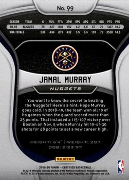 2019-20 Panini Certified #99 Jamal Murray Back