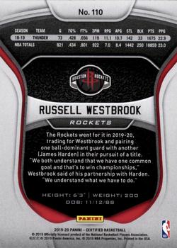 2019-20 Panini Certified #110 Russell Westbrook Back