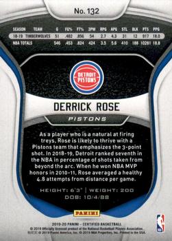 2019-20 Panini Certified #132 Derrick Rose Back