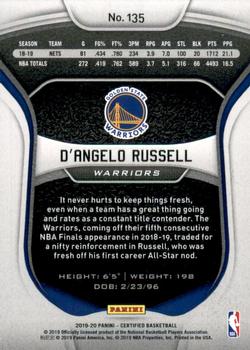 2019-20 Panini Certified #135 D'Angelo Russell Back