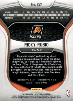 2019-20 Panini Certified #137 Ricky Rubio Back