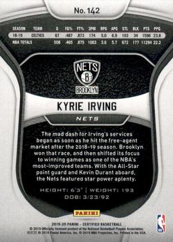 2019-20 Panini Certified #142 Kyrie Irving Back