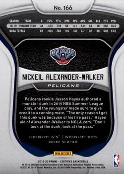 2019-20 Panini Certified #166 Nickeil Alexander-Walker Back