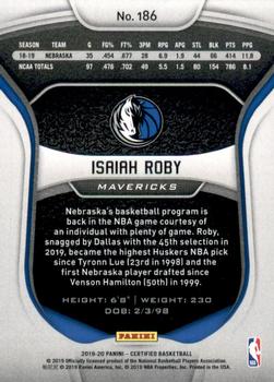 2019-20 Panini Certified #186 Isaiah Roby Back