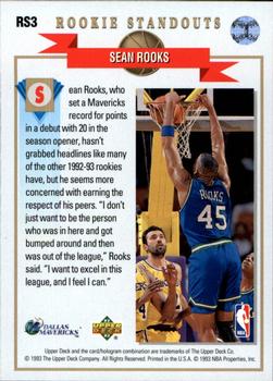 1992-93 Upper Deck - Rookie Standouts #RS3 Sean Rooks Back