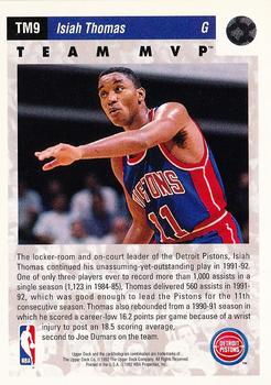 1992-93 Upper Deck - Team MVPs #TM9 Isiah Thomas Back