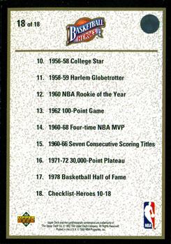 1992-93 Upper Deck - Basketball Heroes: Wilt Chamberlain #18 Wilt Chamberlain Back