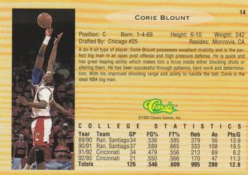 1993 Classic Draft Picks #14 Corie Blount Back