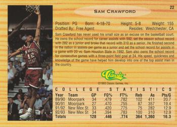 1993 Classic Draft Picks #22 Sam Crawford Back