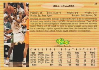 1993 Classic Draft Picks #28 Bill Edwards Back