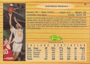 1993 Classic Draft Picks #41 Antonio Harvey Back
