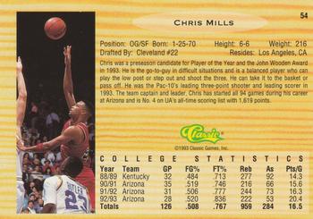 1993 Classic Draft Picks #54 Chris Mills Back