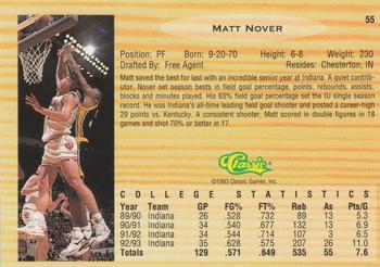 1993 Classic Draft Picks #55 Matt Nover Back