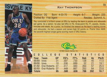 1993 Classic Draft Picks #73 Ray Thompson Back