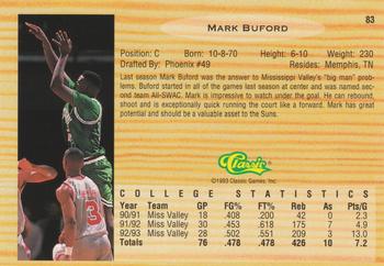 1993 Classic Draft Picks #83 Mark Buford Back