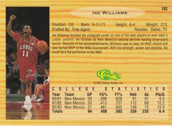1993 Classic Draft Picks #102 Ike Williams Back