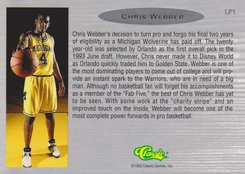 1993 Classic Draft Picks - Limited Prints #LP1 Chris Webber Back