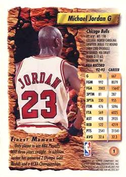 1993-94 Finest #1 Michael Jordan Back