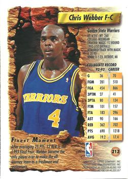 1993-94 Finest #212 Chris Webber Back