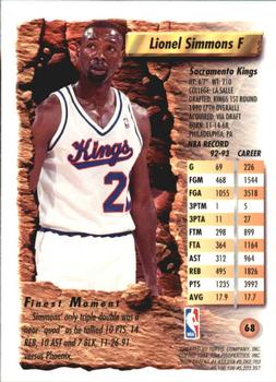 1993-94 Finest #68 Lionel Simmons Back