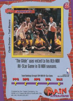 1993-94 Finest - Main Attraction #22 Clyde Drexler Back