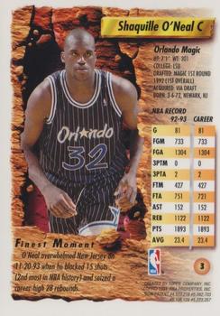 1993-94 Finest - Refractors #3 Shaquille O'Neal Back