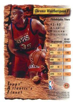 1993-94 Finest - Refractors #91 Clarence Weatherspoon Back
