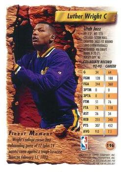 1993-94 Finest - Refractors #196 Luther Wright Back