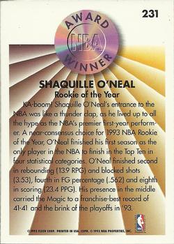 1993-94 Fleer #231 Shaquille O'Neal Back
