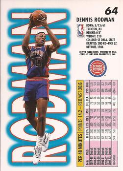 1993-94 Fleer #64 Dennis Rodman Back