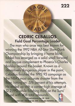 1993-94 Fleer #222 Cedric Ceballos Back