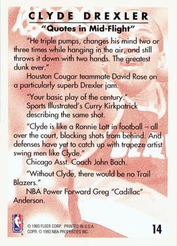 1993-94 Fleer - Clyde Drexler Career Highlights #14 Clyde Drexler Back