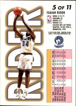 1993-94 Fleer - 1993 NBA Draft Lottery Pick Exchange #5 Isaiah Rider Back
