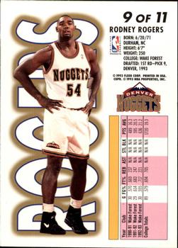 1993-94 Fleer - 1993 NBA Draft Lottery Pick Exchange #9 Rodney Rogers Back
