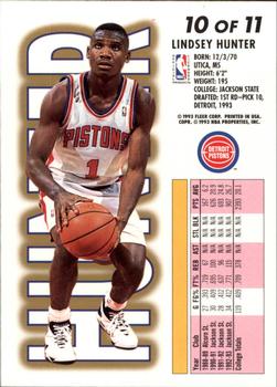 1993-94 Fleer - 1993 NBA Draft Lottery Pick Exchange #10 Lindsey Hunter Back