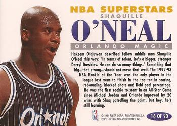 1993-94 Fleer - NBA Superstars #16 Shaquille O'Neal Back