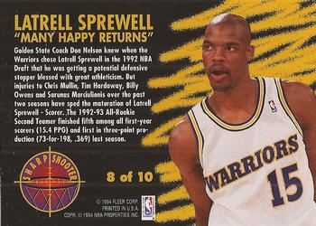 1993-94 Fleer - Sharpshooters #8 Latrell Sprewell Back