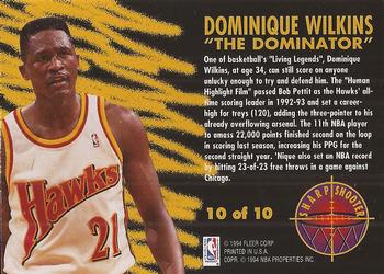 1993-94 Fleer - Sharpshooters #10 Dominique Wilkins Back