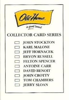 1994-95 Hoops Old Home Bread Utah Jazz #NNO Checklist Back
