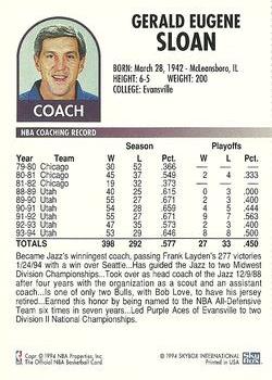 1994-95 Hoops Old Home Bread Utah Jazz #NNO Jerry Sloan Back