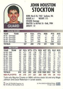 1994-95 Hoops Old Home Bread Utah Jazz #NNO John Stockton Back