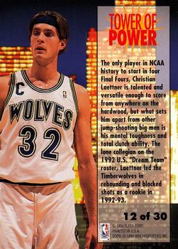 1993-94 Fleer - Towers of Power #12 Christian Laettner Back