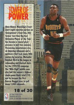 1993-94 Fleer - Towers of Power #18 Dikembe Mutombo Back