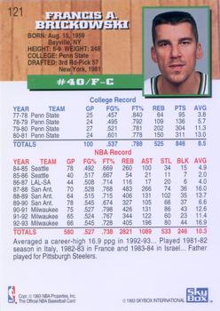 1993-94 Hoops #121 Frank Brickowski Back