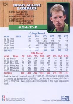 1993-94 Hoops #124 Brad Lohaus Back
