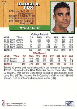 1993-94 Hoops #12 Rick Fox Back