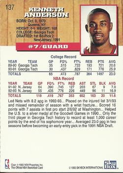 1993-94 Hoops #137 Kenny Anderson Back